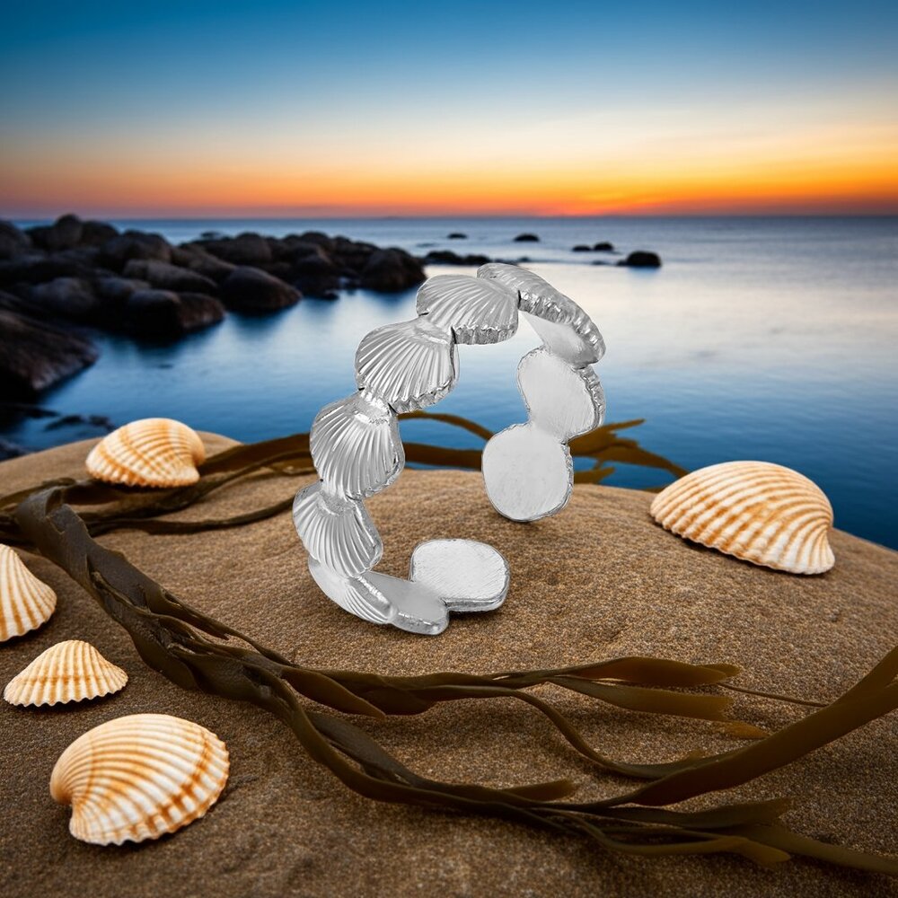 Stainless Steel Seashell Infinity Ring